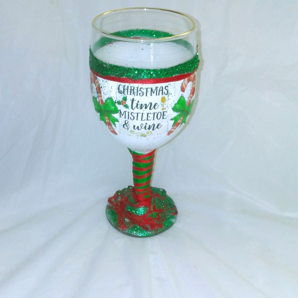 Christmas time wine glass